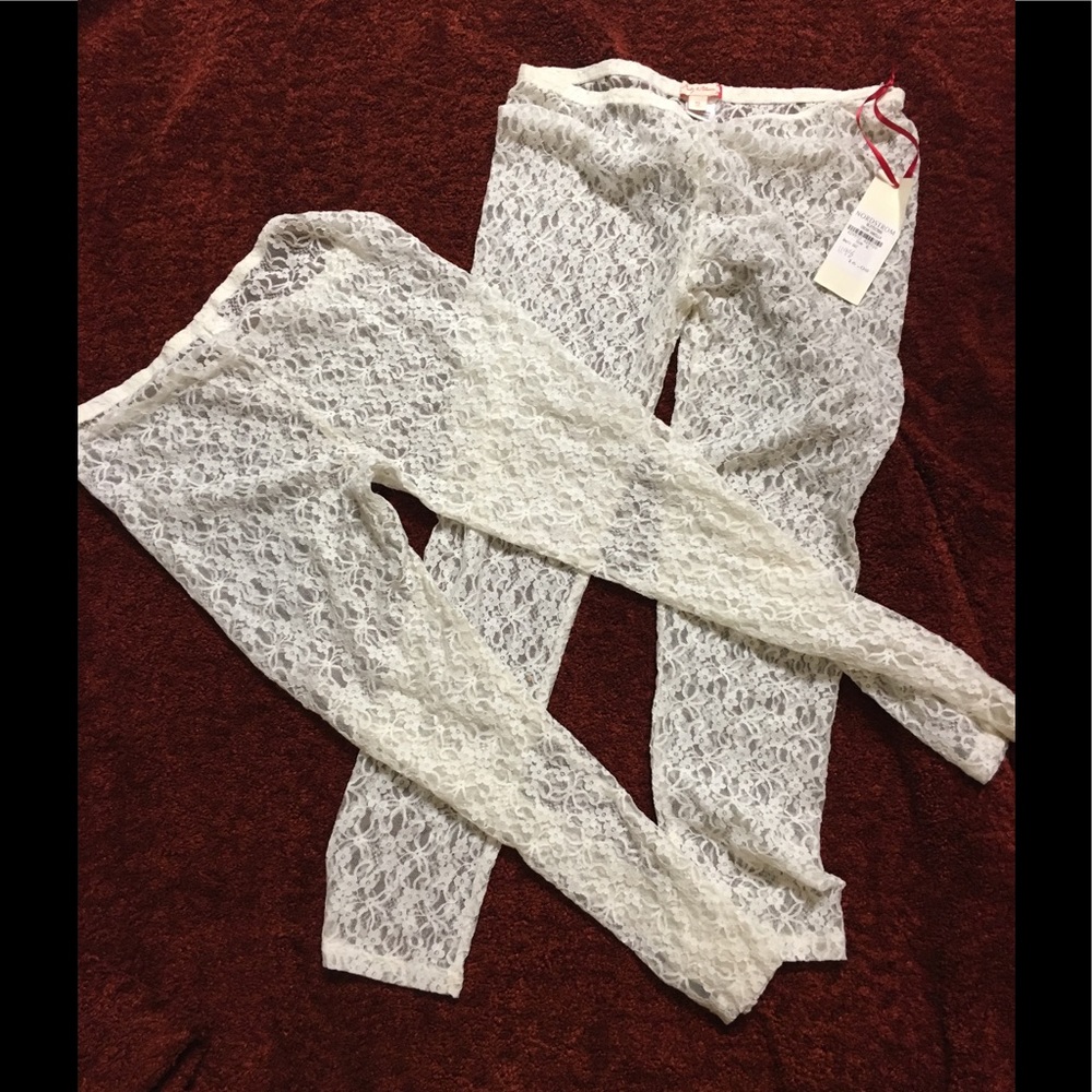1 NWT, 2 pairs lace footless tights. Sz 14 & 16